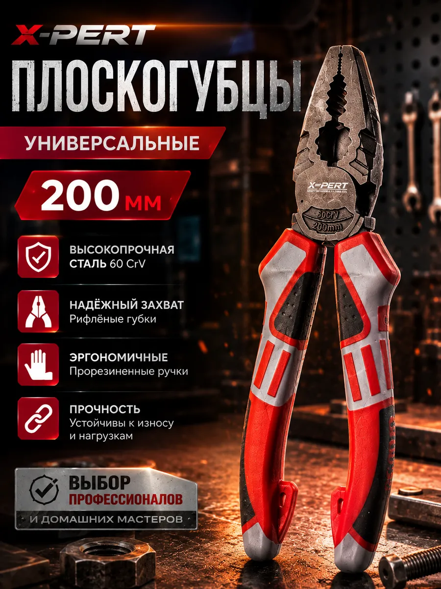 Пассатижи 200 ЭКОНОМ "X-PERT, СИНЕ-ЧЕРНЫЕ" (60)