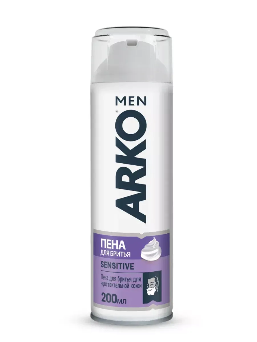Пена ДЛЯ бритья "Arko Men" (200 мл) Sensitive / для Чувствительной кожи / с Алое Вера и маслом Лаван