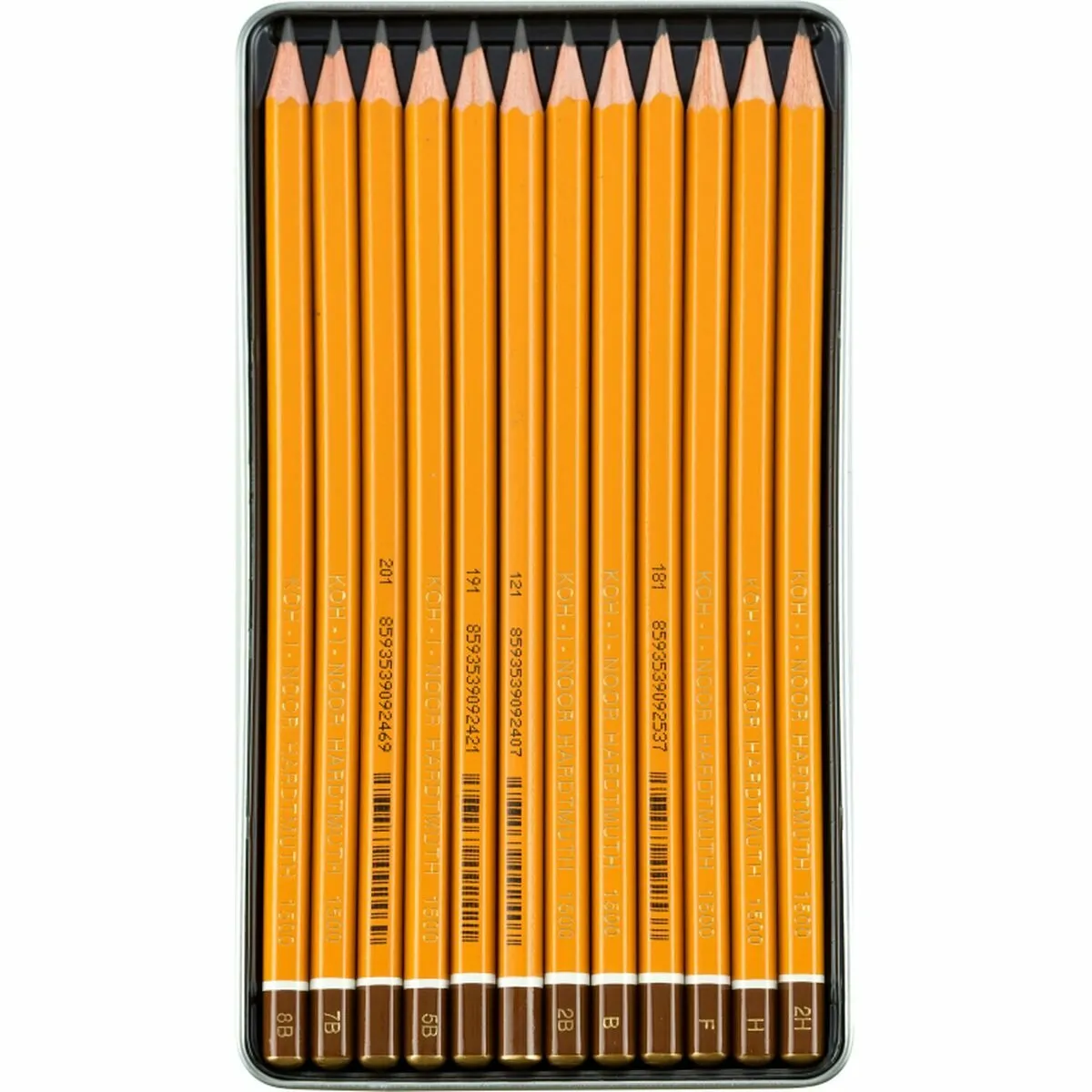 Набор ч/гр карандашей KOH-I-NOOR, 12 шт., "Art", 8В-2H, без резинки, металлическая коробка
