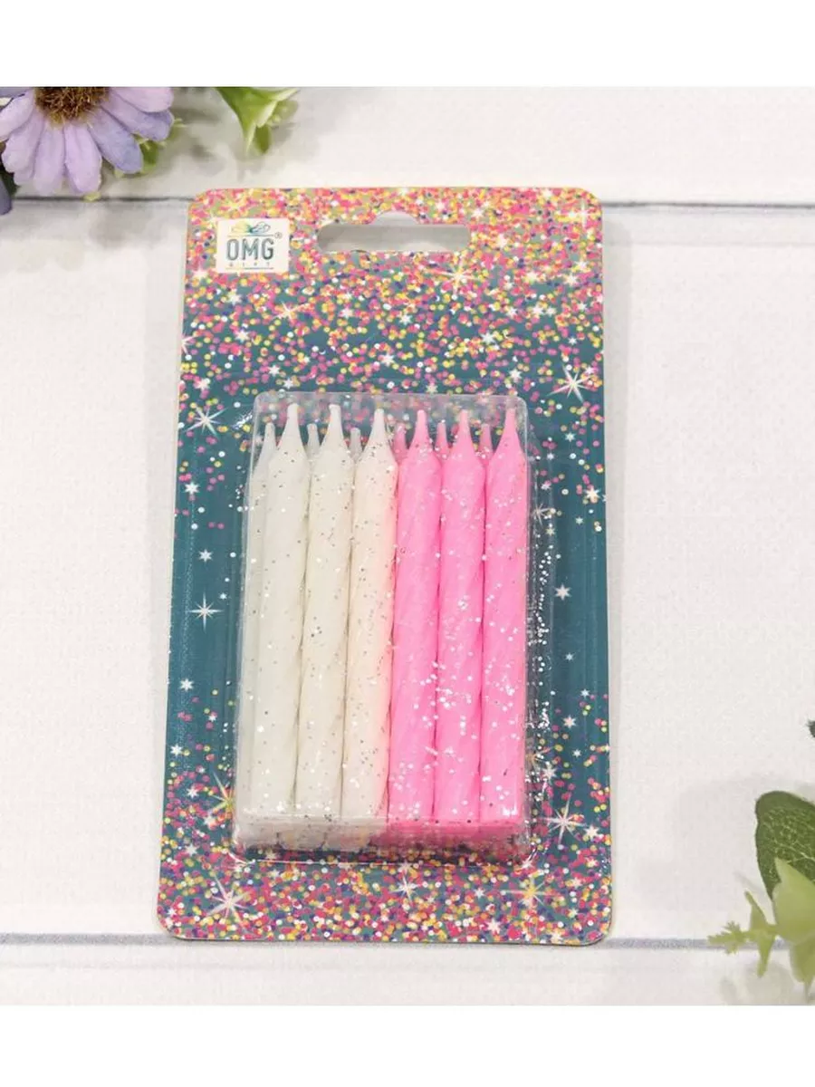 Свечи праздничные нежно/розовый, (12 шт/уп).777-399
