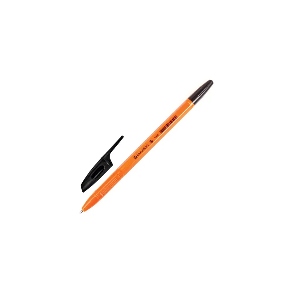 Ручка шариковая BRAUBERG X-333 Orange', ЧЕРНАЯ, корпус оранжевый, узел 0,7 мм, 0,35 мм, 142410