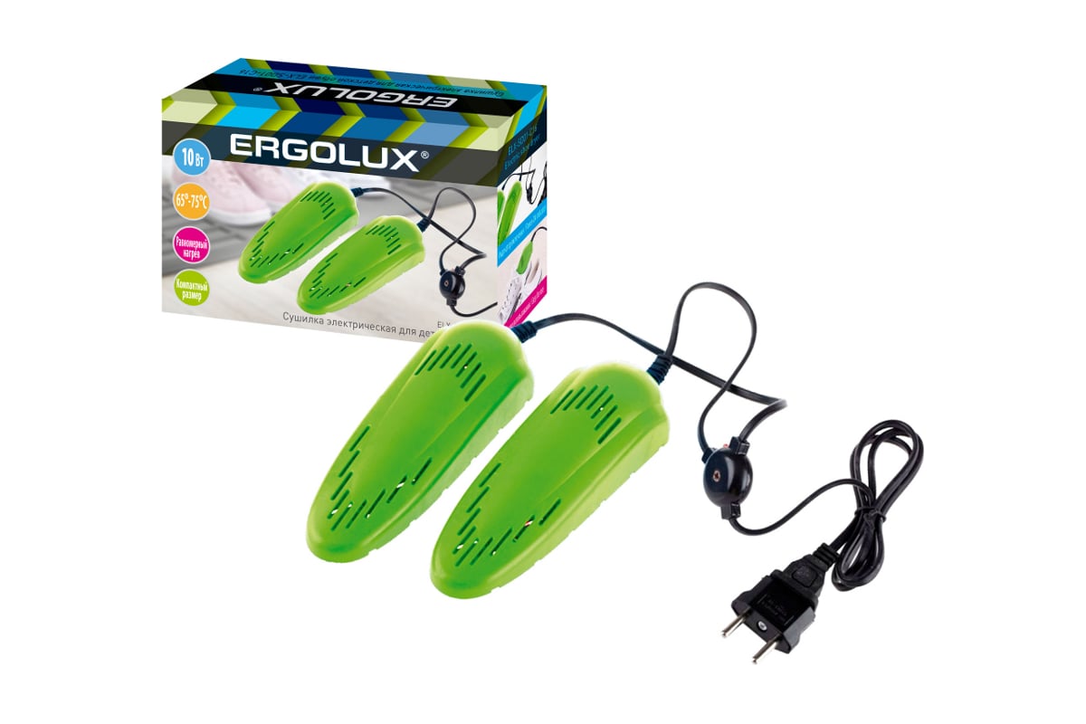 Сушилка для обуви ERGOLUX ELX- SD01-C16 салатовая,индикатор 10Вт